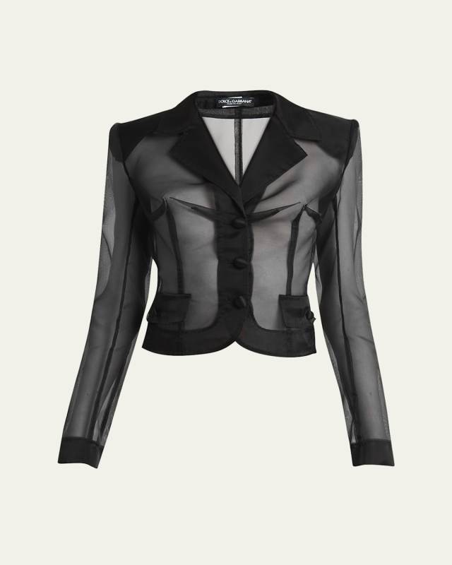 Vernice Sheer Tulle Crop Jacket